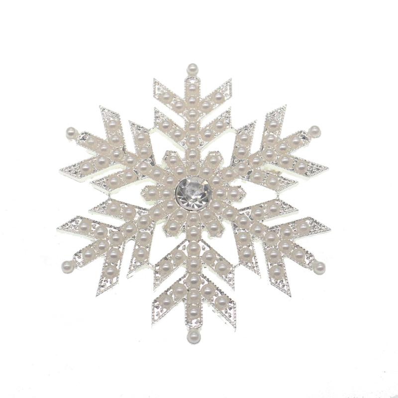 

Brooches Pins Silver-Tone Christmas Winter Pearl Snowflake Flower Brooch Pin