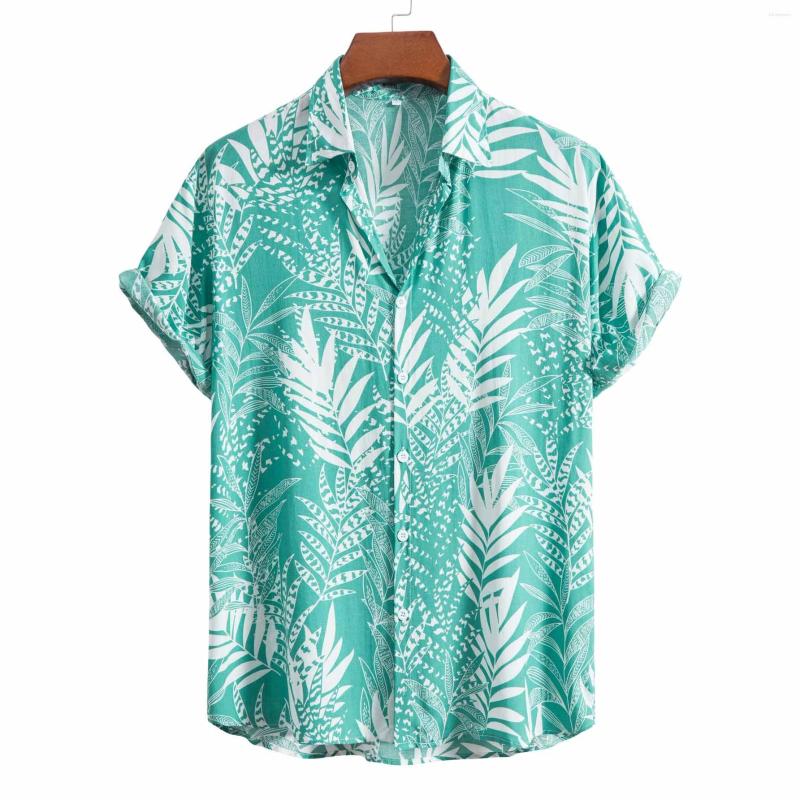

Men' Casual Shirts Summer Tropical Green Floral Shirt Men 2023 Brand Short Sleeve Button Down Hawaiian Holiday Beach XXL, As picture show