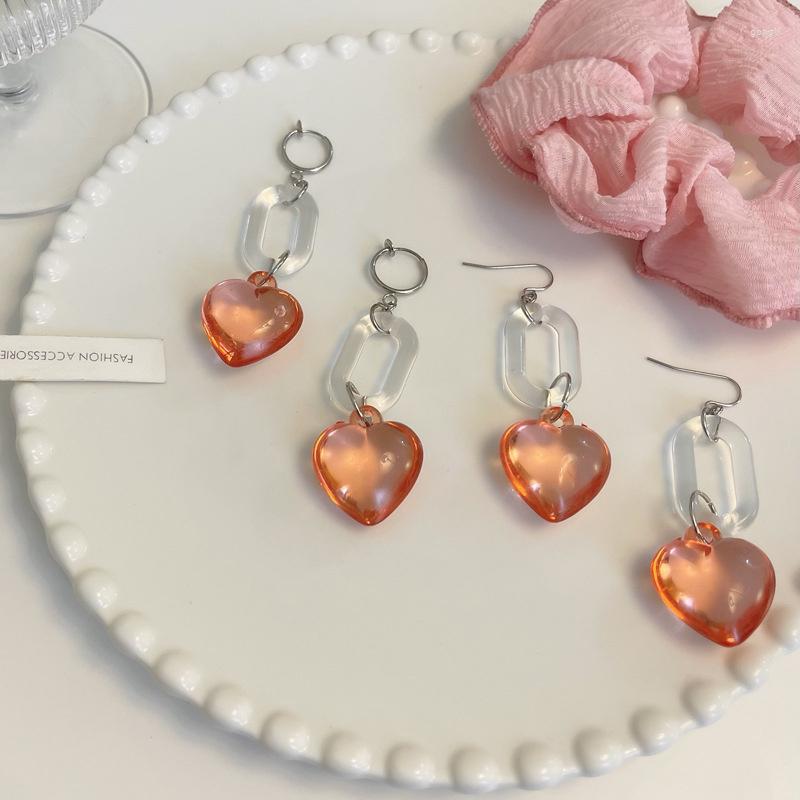 

Stud Earrings Spring And Summer 2023 Fashion Geometric Resin Red Heart Hollow Ear Hook For Women Girls Personality Elegant Earring Jewelry