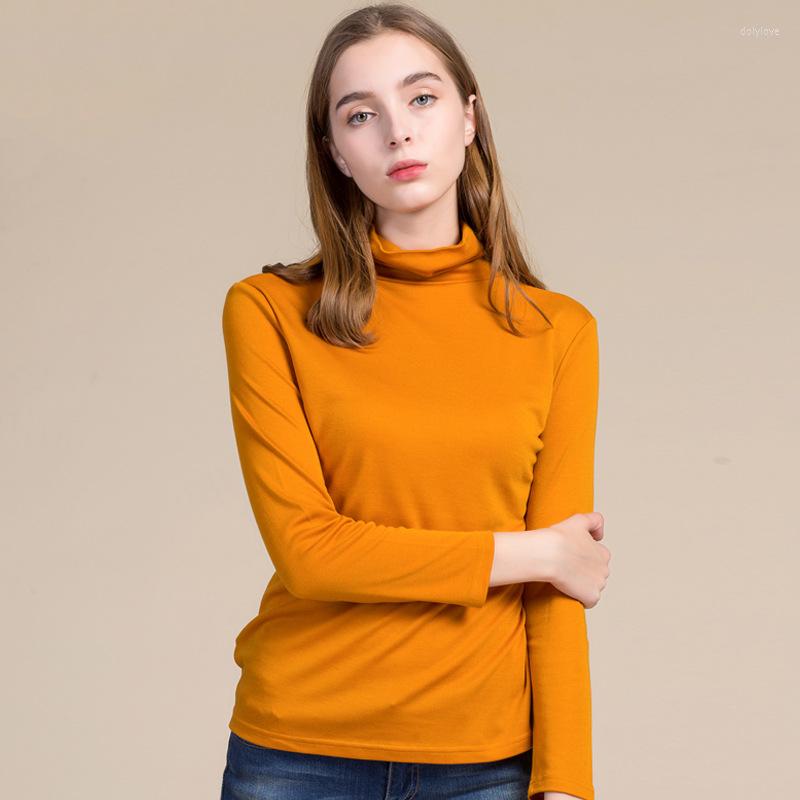 

Women's T Shirts 2023 Autumn Winter Fashion Siilk Wool Turtleneck Shirt Sweater Slim Pullover Style Women, Yellow