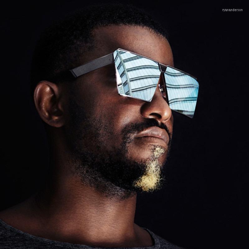 

Sunglasses Fashion Designer Oversized Square Women For Men Vintage Flat Top Mirror Shades Trendy Punk Sun Glasses