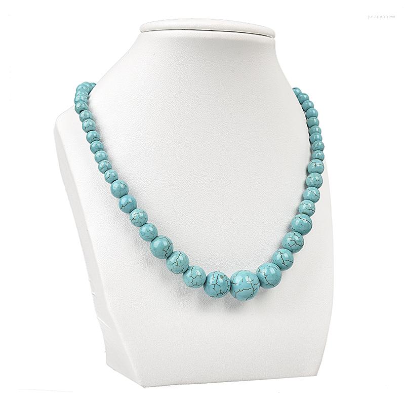 

Chains Blue Round Beads Synthetic Stone Necklace Fit Handmade Diy Design Findings 18inch For Any Occasions H101