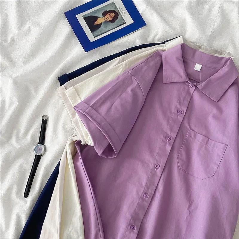 

Women's Blouses Cotton Short Sleeve T-Shirt Basic Vintage Elegant Female 2023 Summer Clothing Solid White Loose Harajuku Casual Top, Apricot