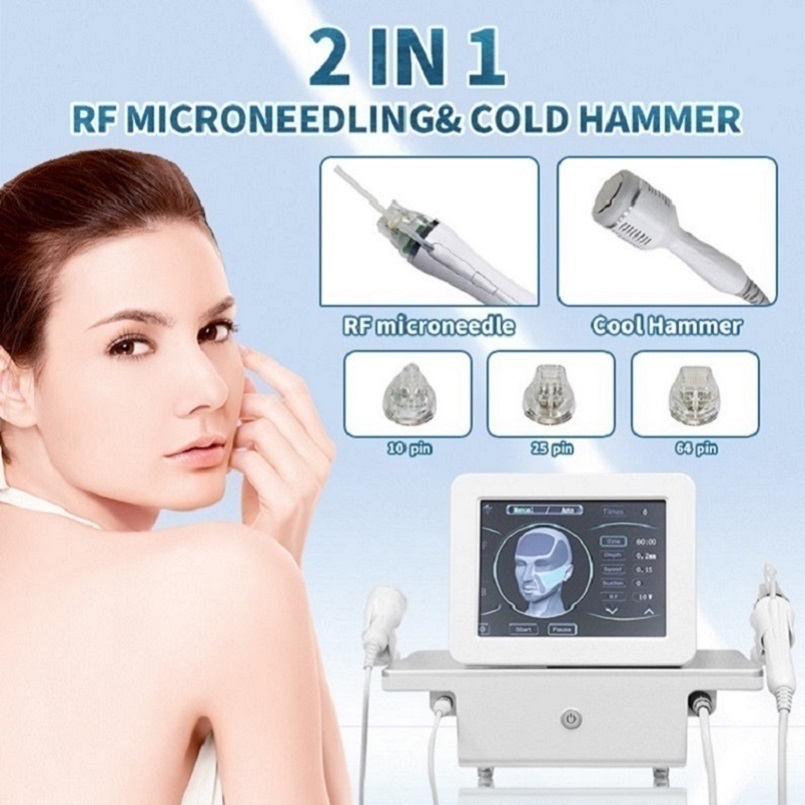

Fractional RF Microneedle Wrinkle Removal Machine Micro Needle Fractional RF face care Skin Rejuvenation RF Equipment with cold hammer
