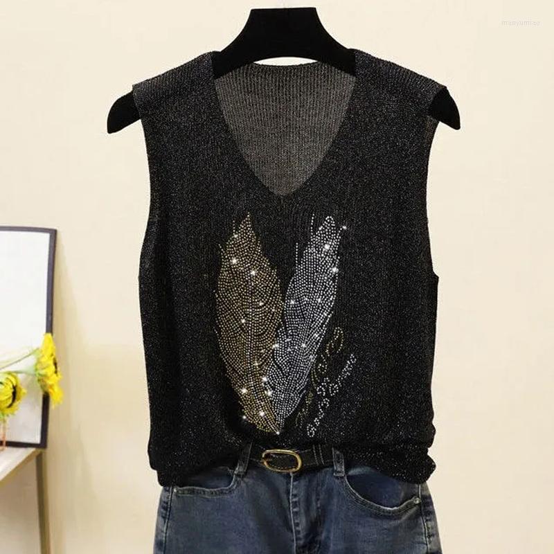 

Women's Tanks Diamonds Chic Tank Top Black Graphic Print Aesthetic Loose Sleeveless Vests 2023 Summer Clothes For Women, N1