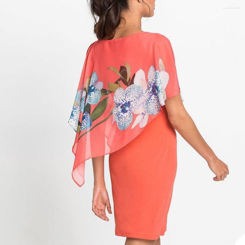 

Casual Dresses Women Dress Flower Print Summer Plus Size Shawl Sleeve Spring, Black