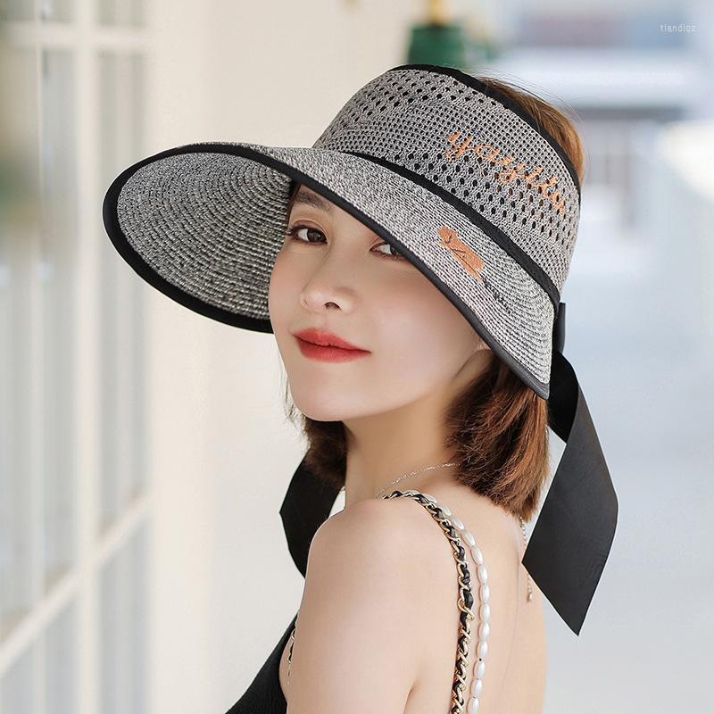 

Wide Brim Hats Women Fashion Summer Embroidery Leaf Foldable Straw Female Empty Sun Hat Beach Caps, Orange pink