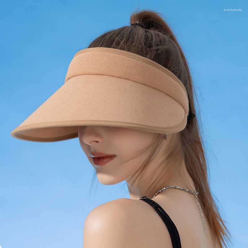 

Wide Brim Hats Cotton Linen Women Sun Hat Simple Solid Color 12cm Empty Top Cap Breathable Soft Elastic Band Seaside Beach, Black
