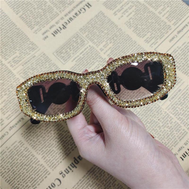 

Sunglasses Vintage Rhinestone Y2K Eyewear Bling Ladies Shades Diamond Sun Glasses Polygon