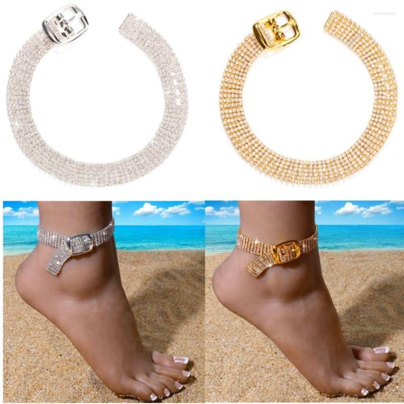 

Anklets Ins Crystal Summer Beach Rhinestone Belt Shape Foot Jewelry Anklet Bracelet