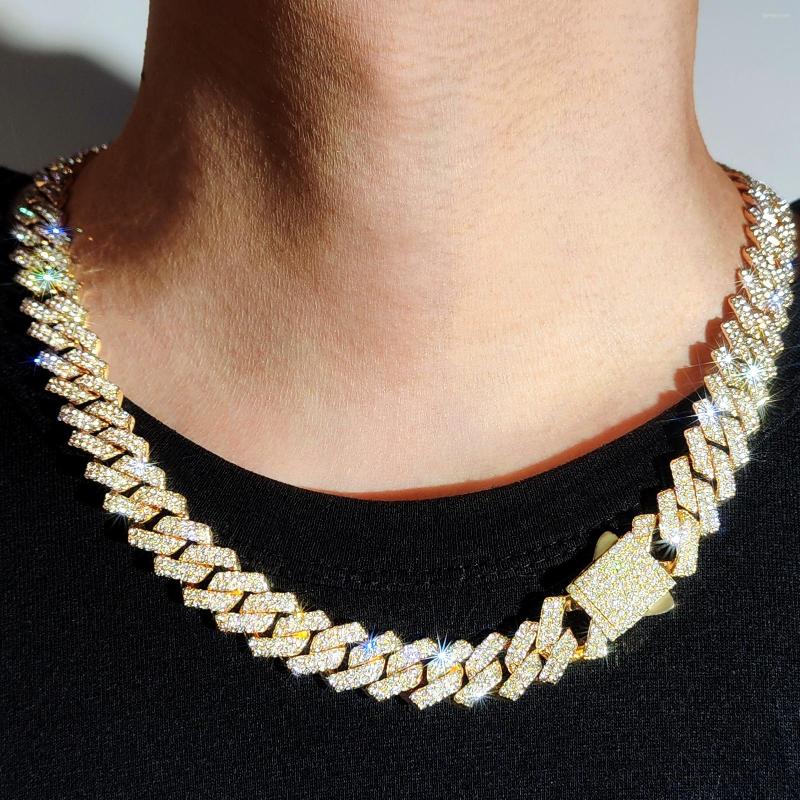 

Chains Fashion Rhomb Cuban Iced Out Chain Necklace For Women Men 14MM Width Shine Luxury Rhinestone Necklaces Hip Hop Jewelry