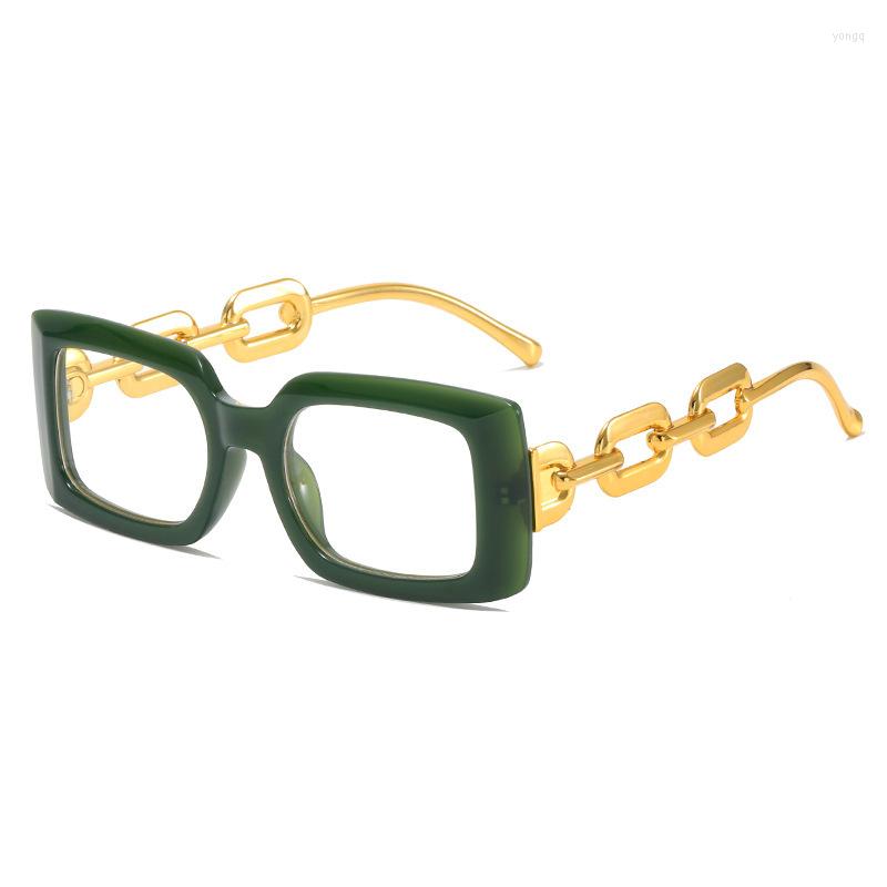 

Sunglasses Fashion Brand Vintage Square For Women Small Metal Chain Elegant Eyeglasses Trend Black Shades UV400