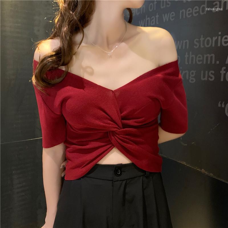 

Women's T Shirts 2023 Sexy V Neck Cropped Tank Tops Women Shirt Knitting Crop Summer Casual T-shirts Female Outwears, White
