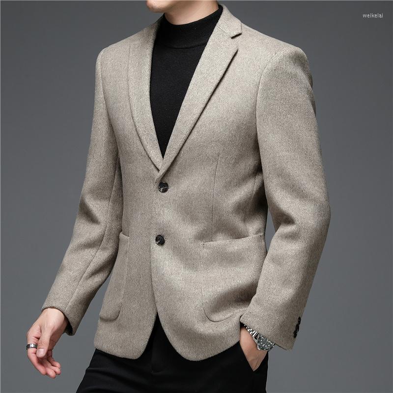 

Men's Suits And 2023 Autumn Winter Middle-aged Men's Fashion Casual Classic Wool Jacket Single Suit Slim Blazer Brand Clothing, Beige