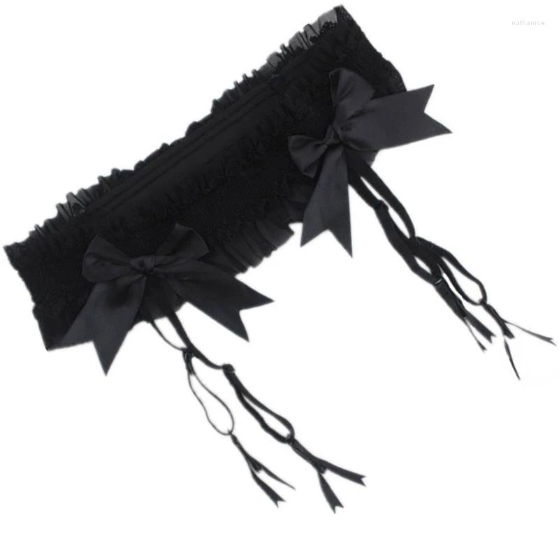 

Garters Plus Size XL Sexy Black Belts Big Bowknots Suspenders Gauze Stockings With G-A002