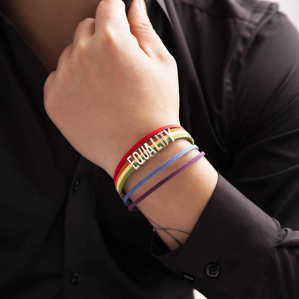 

Multi Layer Rainbow Hand Weaving Bracelet Friendship Fashion Lgbt Men And Women Couple Letters Carrying Strap