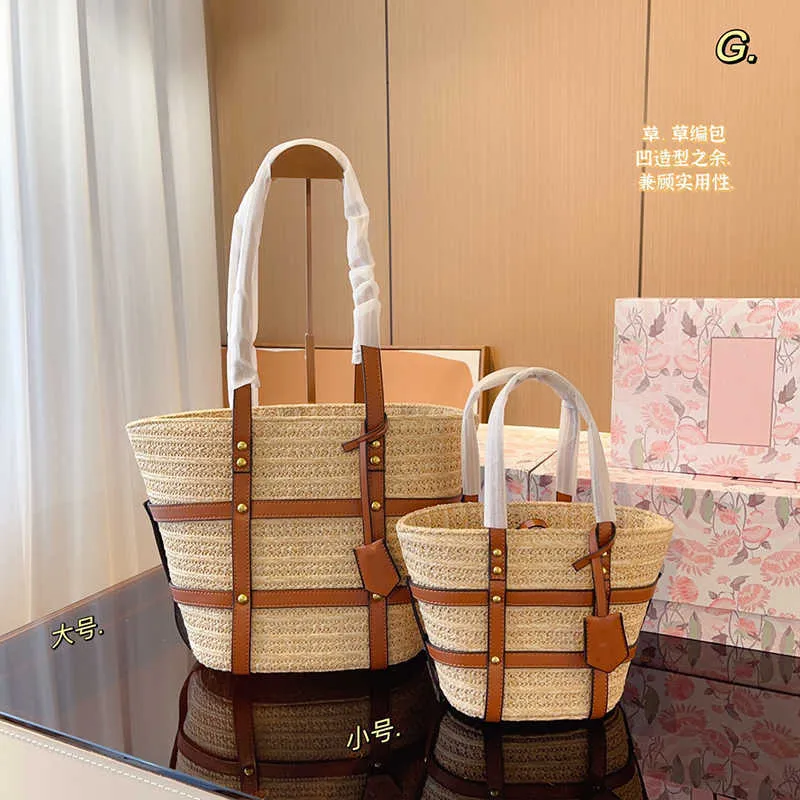 

2023 New Evening Bags Lafite straw Woven Bag designer Shoulder Strap High Capacity Handheld Tote Bag fashion versatile, Pink