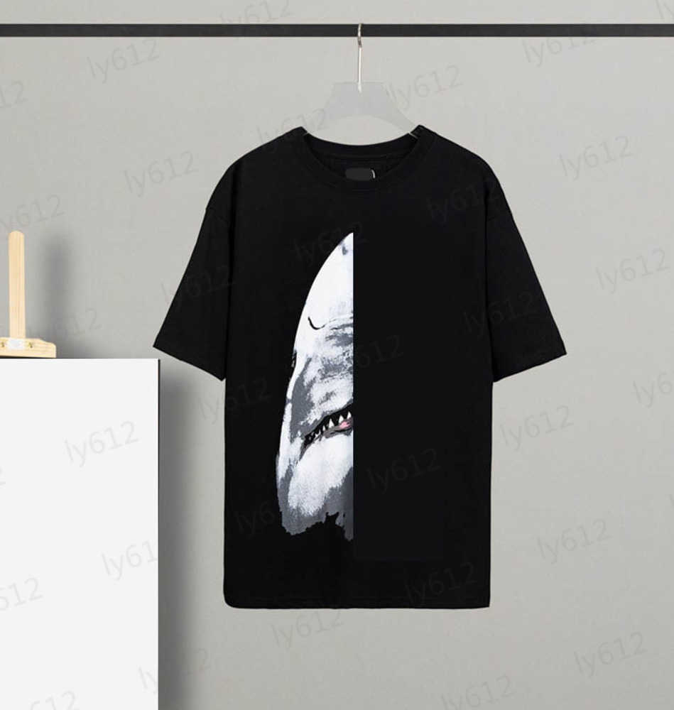 

Fashion Black Mens T Shirt Designer Summer Spring Classic Fashion Leisure Luxury Shark Pattern Printed Round Neck Cotton Short Sleeve T-shirt Male Tops Clothes 0206, 14