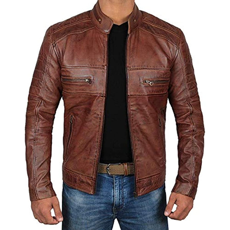 

Men's Jackets Brown Leather Jacket Mens PU Leather Distressed Motorcycle Jacket Mens Leather Jacket Windbreaker Jacket Coat Men 230509, Black
