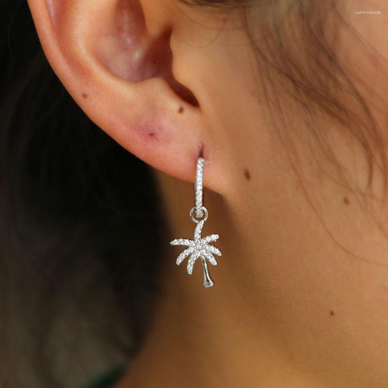 

Dangle Earrings 925 Sterling Silver 2023 Summer Earring Tree Charm Lovely Girl Women Gift Clear Cz Shiny Sparking Fashion Jewelry