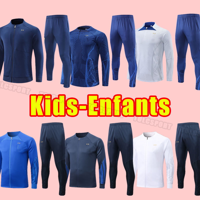 

kIDS CHILD 22 23 24 BENZEMA MBAPPE GRIEZMANN soccer tracksuits French KANTE POGBA ZIDANE GIROUD MATUIDI VARANE PAVARO long sleeve tracksuit jacket hoodies 2023 2024, As shown
