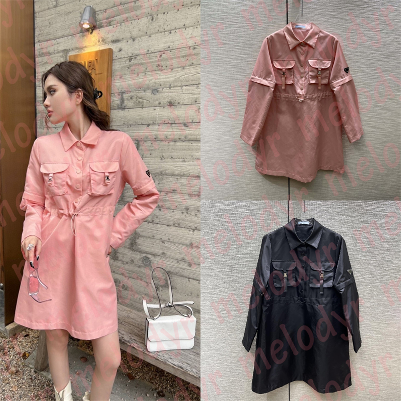

Women Shirts Dress Fashion Designer Long Sleeve Skirts Spring Summer Casual Dresses Removable sleeves, Pink