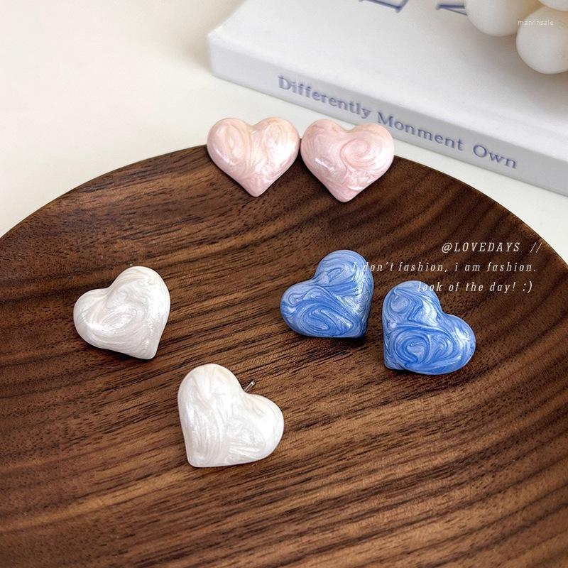 

Stud Earrings Arrival Fashion Heart Women Vintage Retro Small Girl Love Enamel Simple Sweet Female Jewelry
