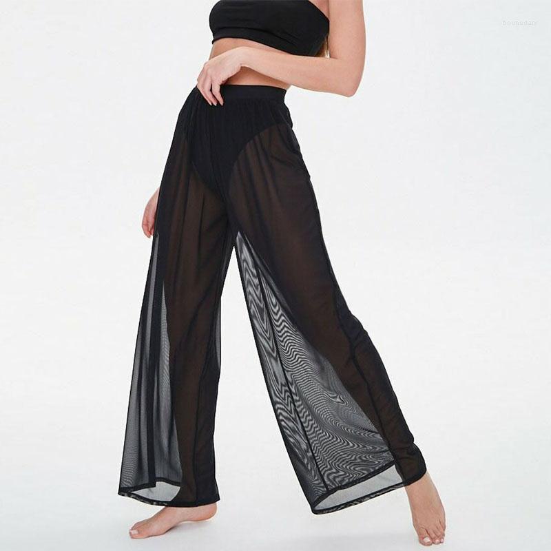 

Women' Leggings Kayotuas Women Legging Casual Mesh Hollow Out Wide Leg Trousers Loose Perspective See-through Ladies Streetwear