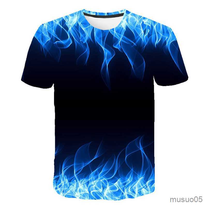 

Shirts Flame T-Shirts For Boys Girls Clothes Summer Short-Sleeve Tops Children Kids Clothing New Casual Cartoon T Shirts Costumes, Blue