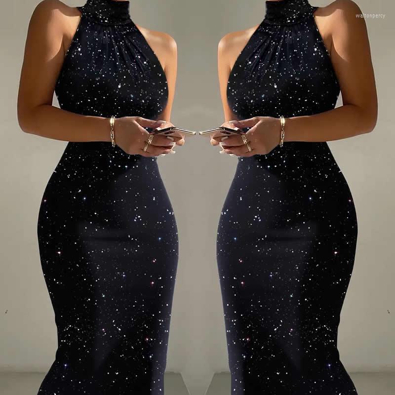 

Casual Dresses Chic Women Summer Elegant Sexy Sleeveless Black Party Formal Occasion Midi Bodycon Evening Cocktail Dress Clothes