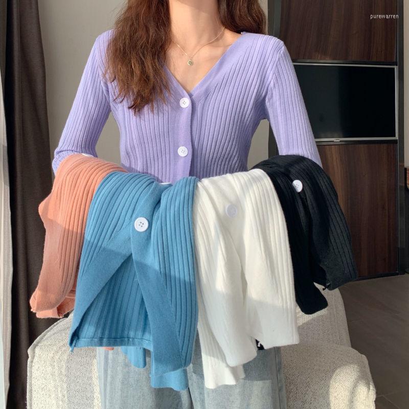 

Women' Knits Woman Sweaters Cardigan Knitted Jacket Jeans For Autumn V-neck Long-Sleeved Casual Single-Breasted Top, Green