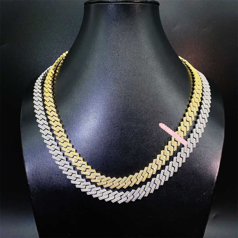 

Pass Diamond Tester Vvs Moissanite Lab Diamond 10mm Round Edged Iced Out Cuban Link Chain Hip Hop Jewelry