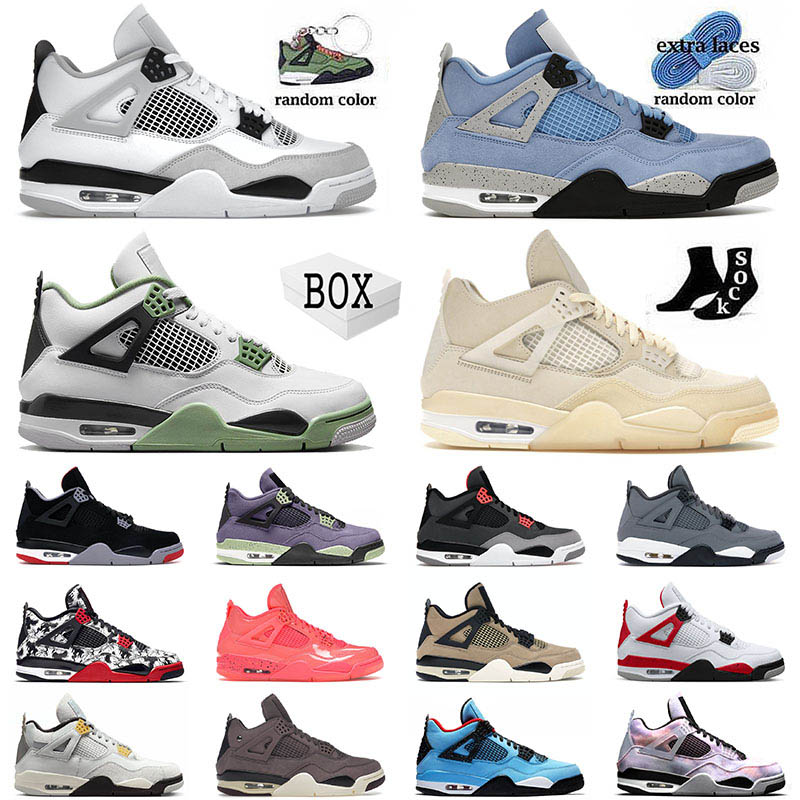 

2023 jumpman 4 4s basketball shoes Pine Green Military black cat sail red thunder NEON Pure Money white oreo cool grey blue university seafoam mens sports sneakers, 25 40-47