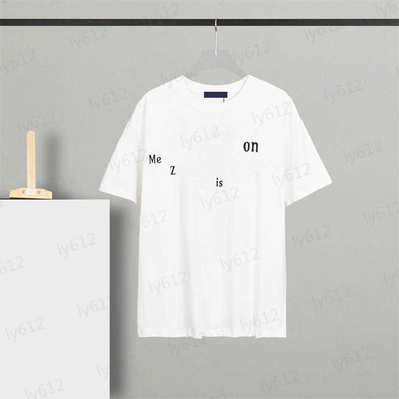 

Summer Spring White Designer Mens T Shirts Luxury Casual Loose Fitting Brand Letter Logo Pattern Printed Pullover Pure Cotton Round Neck Short Sleeved T-shirt 0206, 11