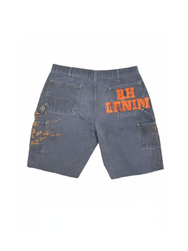 

Men's Shorts Summer Y2k Printed Denim Shorts for Men and Women Jeans Ripped Hip Hop Jeans Shorts Harajuku Casual Punk Rock Gothic Streetwear 230509, Beige