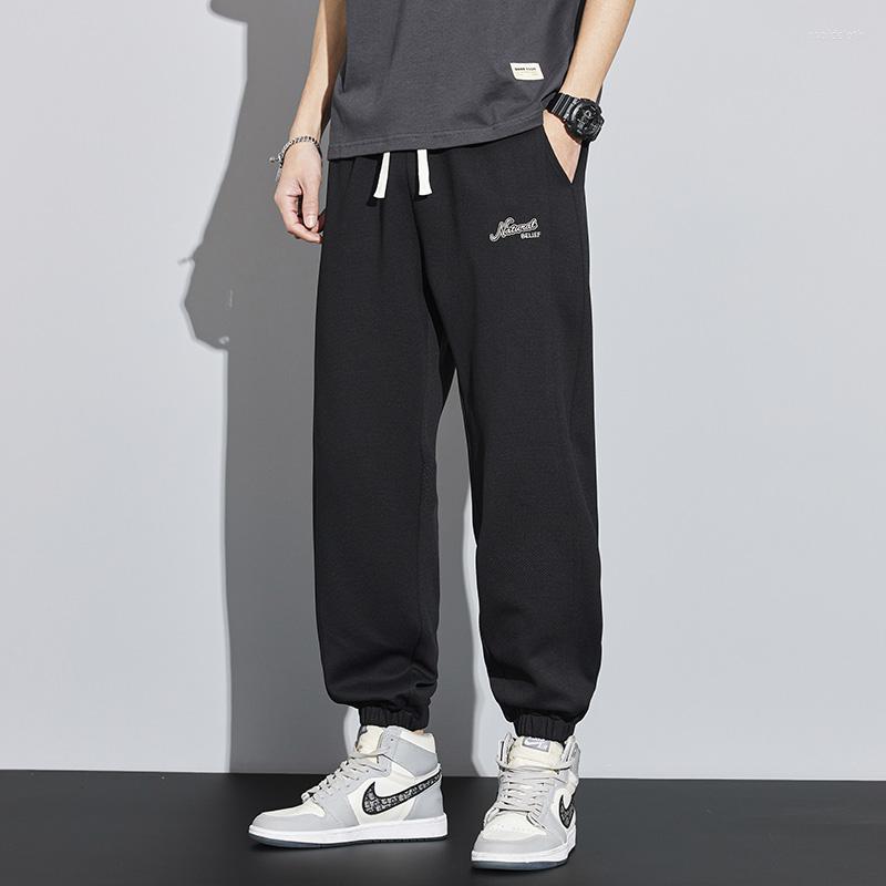 

Men's Pants Men Spring Solid Color Drawstring Polyester Fiber Embroidery Casual Trousers Loose Jogging High Street Harajuku Sweatpants, Green