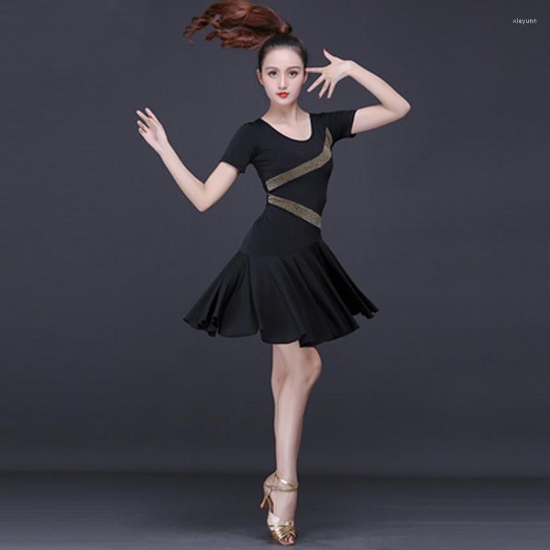 

Stage Wear Latin Dance Practice Clothes Female Adult Dress Sexy Summer Professional National Standard Ballroom Performance Traini, Black01