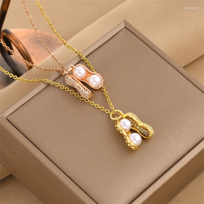 

Chains European And American Cross-border Retro Peanut Pendant Titanium Steel Necklace Hip Hop Style For Women Jewelry