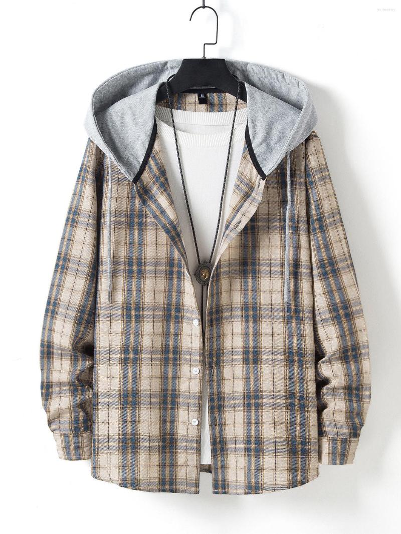 

Men's Casual Shirts Men's Hooded Shirt Vintage Plaid European Size
