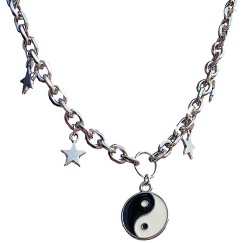 

Pendant Necklaces Fashion Harajuku Punk Enamel Yin Yang Gossip Necklace For Women Hip Hop Star Couple Choker Gift Jewellery Party Y2K