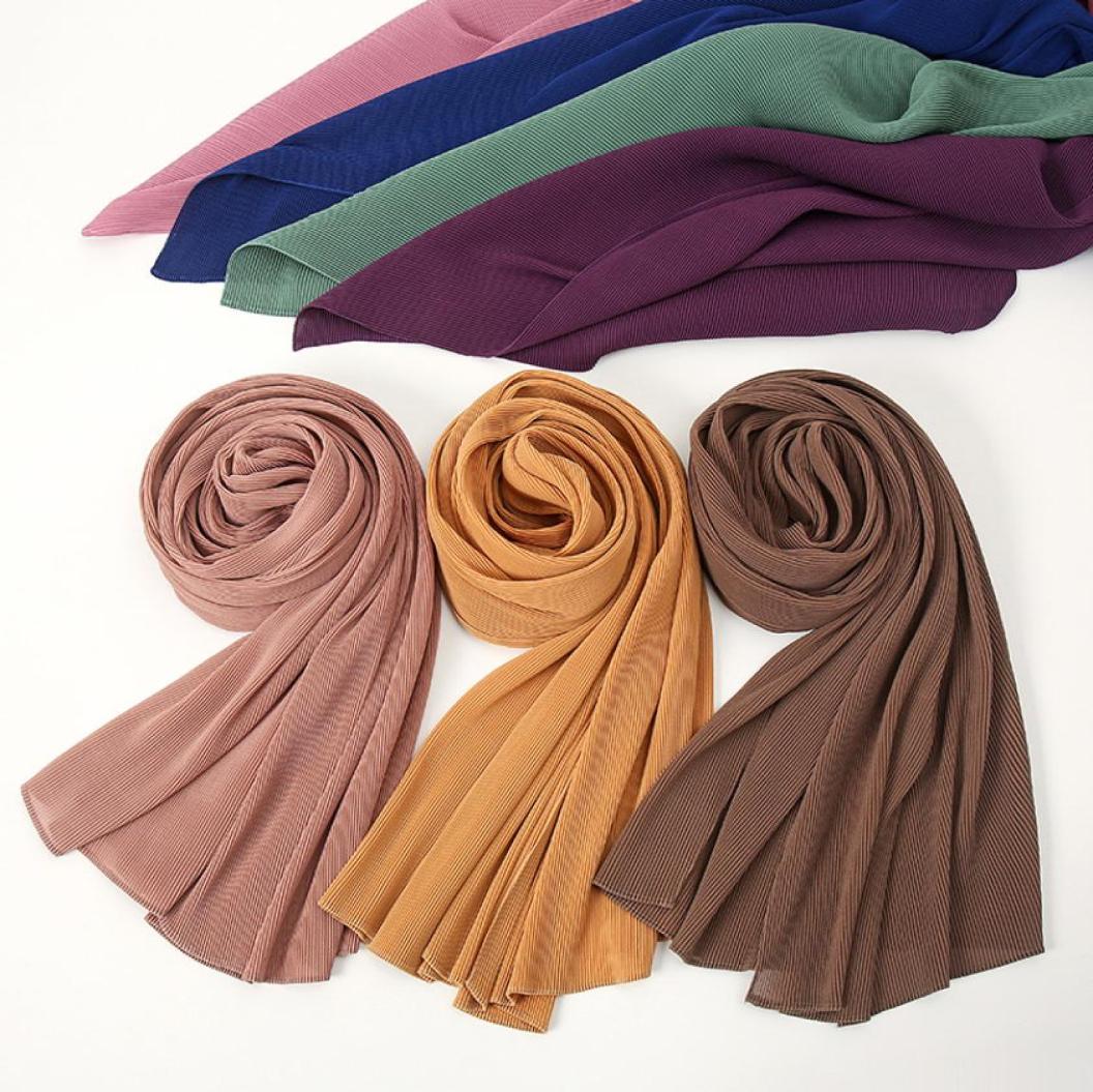 

Fashion Chiffon Wrinkled Muslim Hijabs Shawl Womens Maxi Head Wrap Rectangle Stretchy Long Scarves Soft Turban Tie 708X3355172935