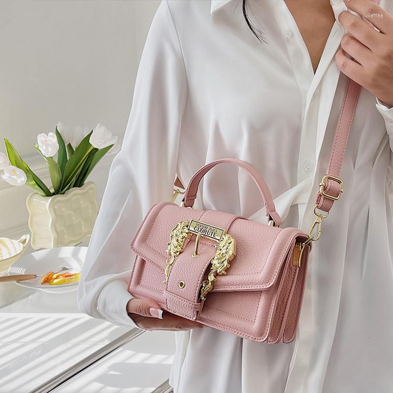 

Evening Bags 2023 Brand Design Women Handbags Retro Metal Accessories Ladies Shoulder Bag Luxury Alphabet Small Square For Females, Pink