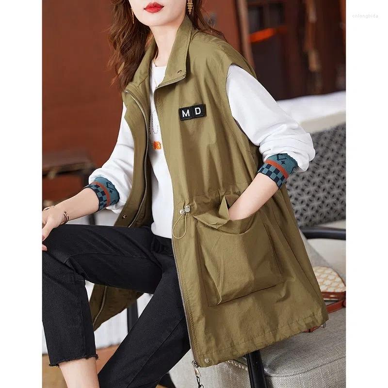 

Women's Vests 2023 Spring And Autumn Summer Fashion Women's Clothing Wind Drawstring Waist Loose Thin Horse Clip, Khaki