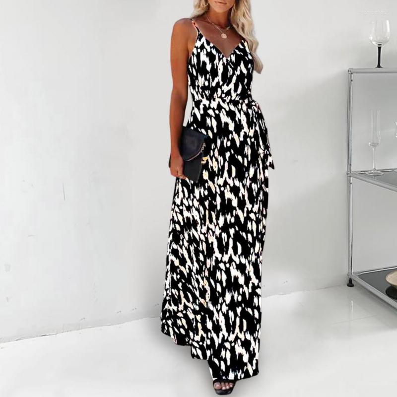 

Casual Dresses Women Dress Zebra Print Side Split Backless Strappy V-neck Dress-up Summer Spaghetti Strap Tight Waist Ladies, White