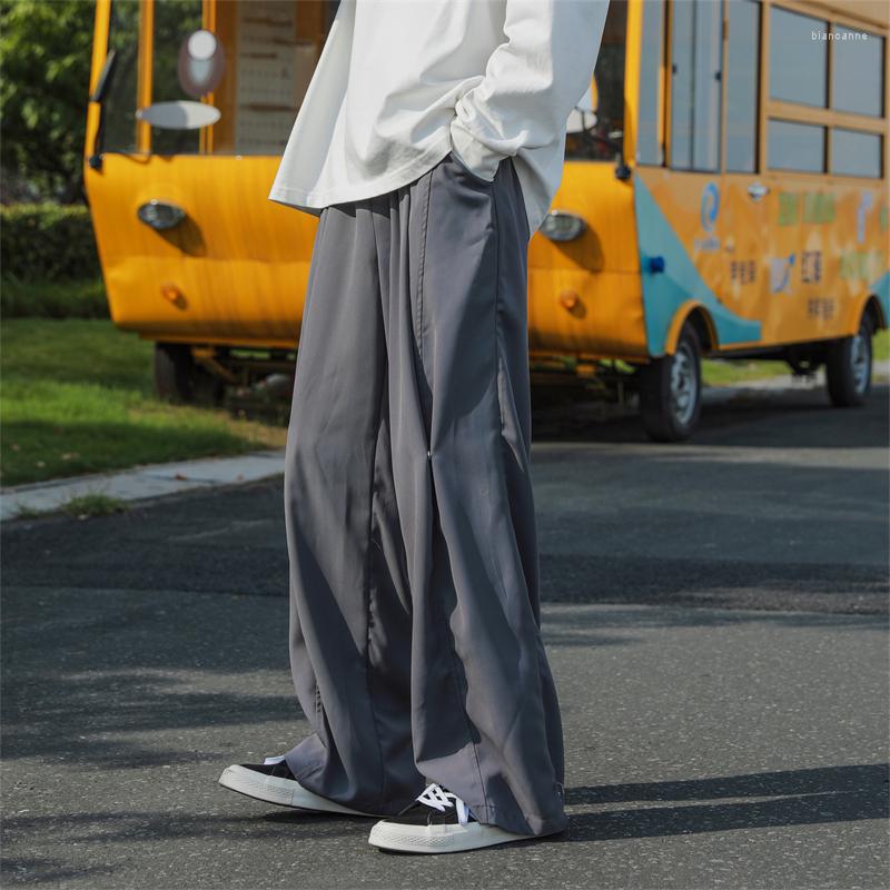 

Men's Pants 5XL- Pleated Wide-leg Men Fashion Oversized Vintage Loose Straight Mens Mopping Trousers, Black