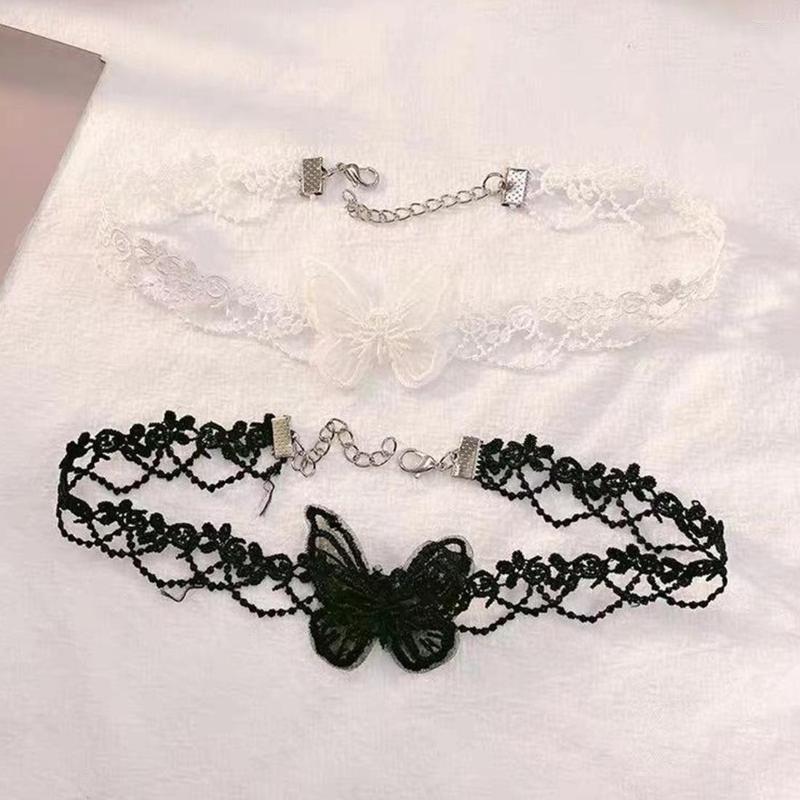 

Pendant Necklaces Playful Cute Girl Black Velvet Lace Butterfly Choker Skirt Student Clavicle Neck Chain Fairy Jewelry Women Necklace Gift