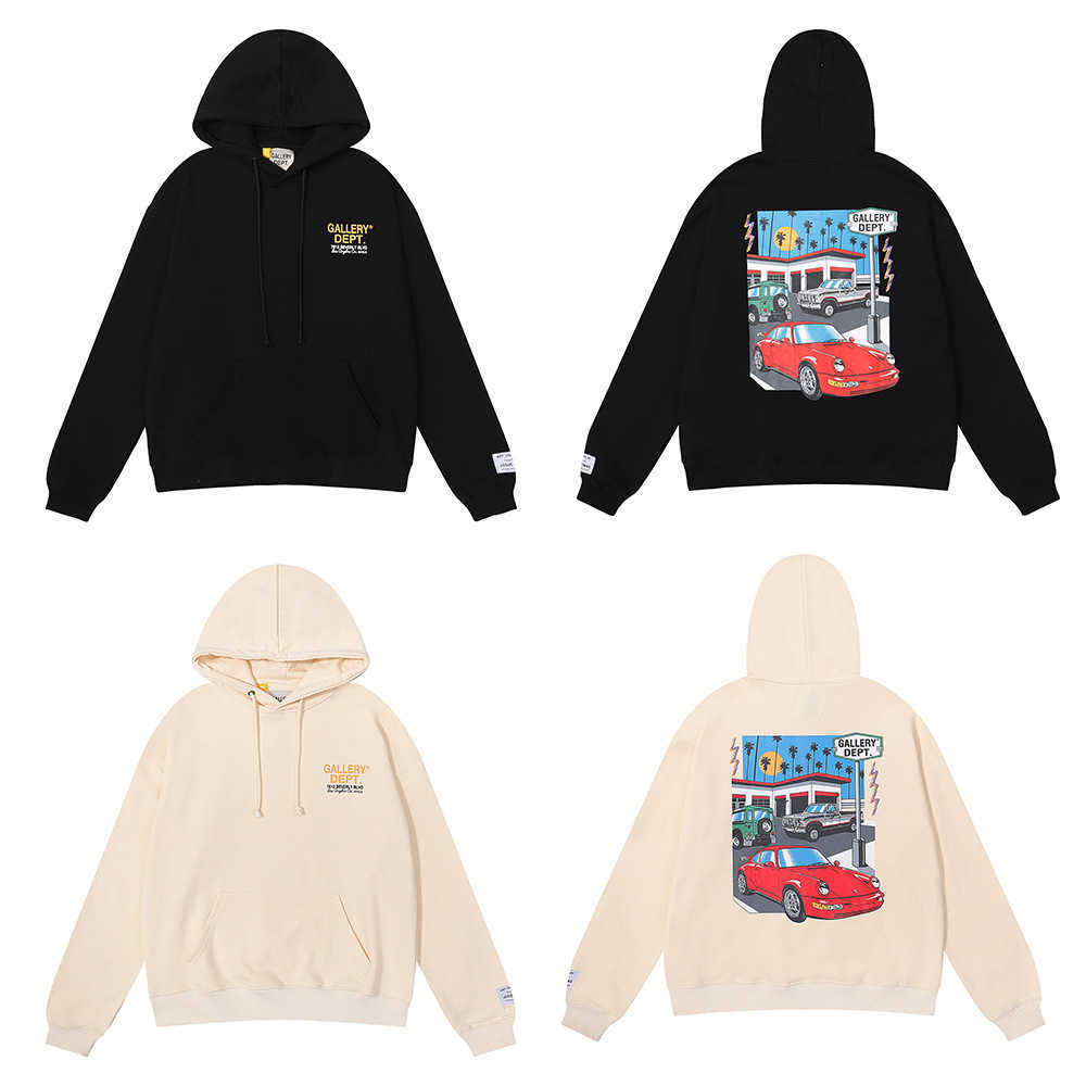 

Small Fashion Colored Car Print High Street Terry Couple Hoodie Sweater