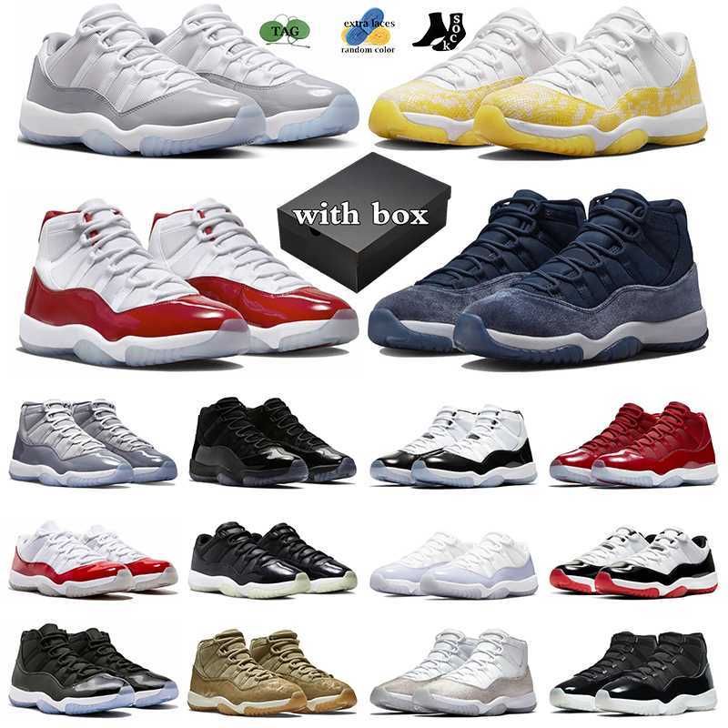 

OG with box cherry 11s jumpman 11 basketball shoes Cement Cherry Yellow Snakeskin Midnight Navy Cap And Gown mens trainers women sneakers sports outdoor, 25