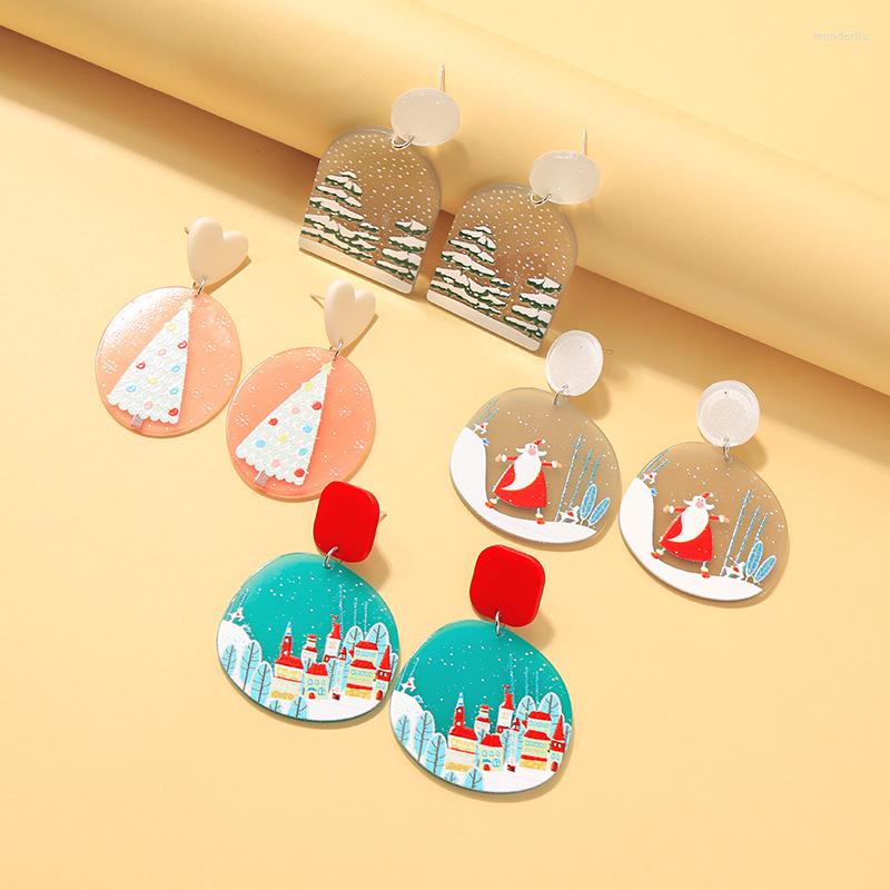 

Dangle Earrings Kissme Christmas Acrylic For Women Gifts Cute Cedar Snow Tree Castle Santa Claus Drop 2023 Fashion Jewelry