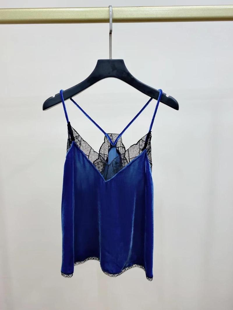 

Women's Tanks 2023 Blue Velvet Camisole Camis Summer Sleeveless Ladies Female Lace Stitching V-Neck Sling Tank Tops, Top